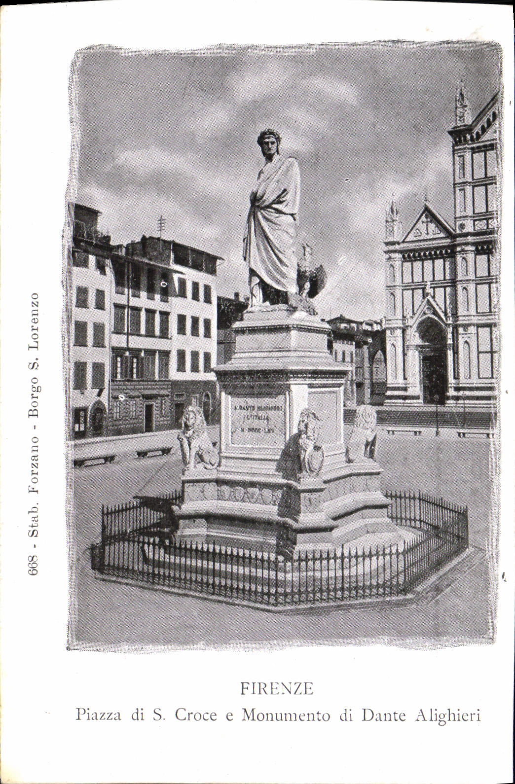 CPA Firenze Piazza Di Croce Monumento Di Dante Alighieri