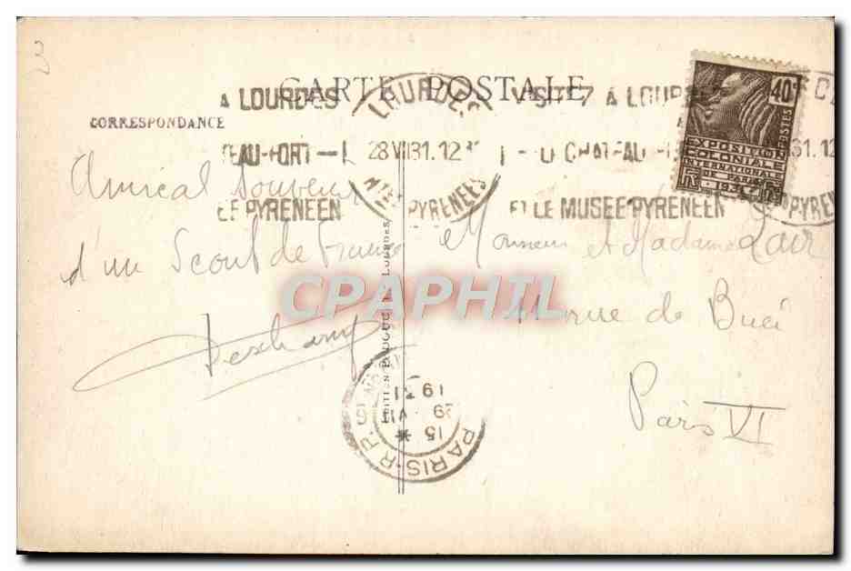 CPA Lourdes Le Pic Du Jer Et La Basilique — Verso