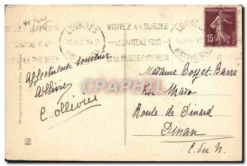 CPA Lourdes La Basilique Et Le Pic Du Jer — Verso