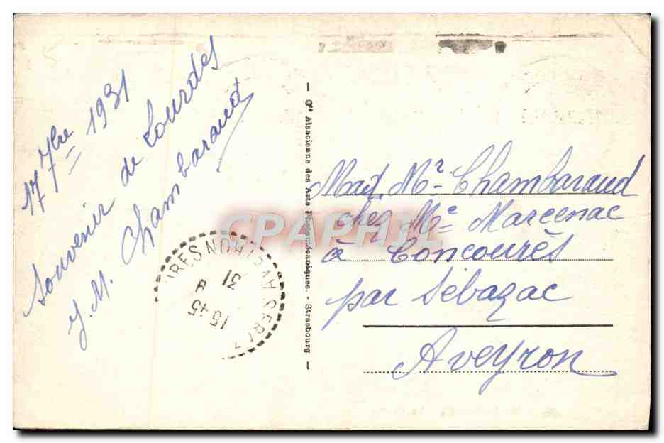 Lourdes - La Grotte — visite à la grotte de Lourdes — éditeur non identifié, n° 55 — Verso