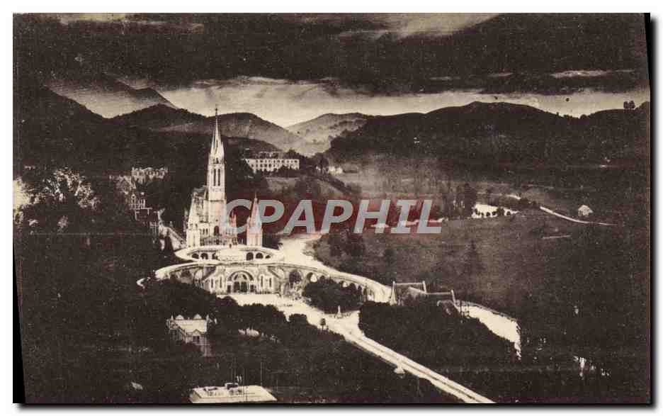 CPA Lourdes Vue De Nuit De La Basilique