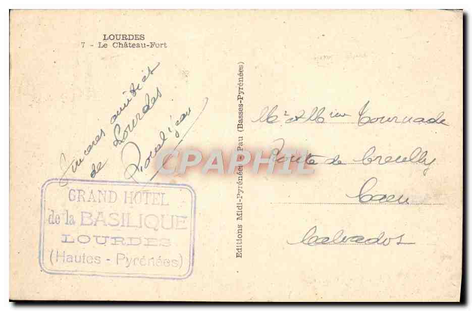 CPA Lourdes Le Chateau Fort — Verso