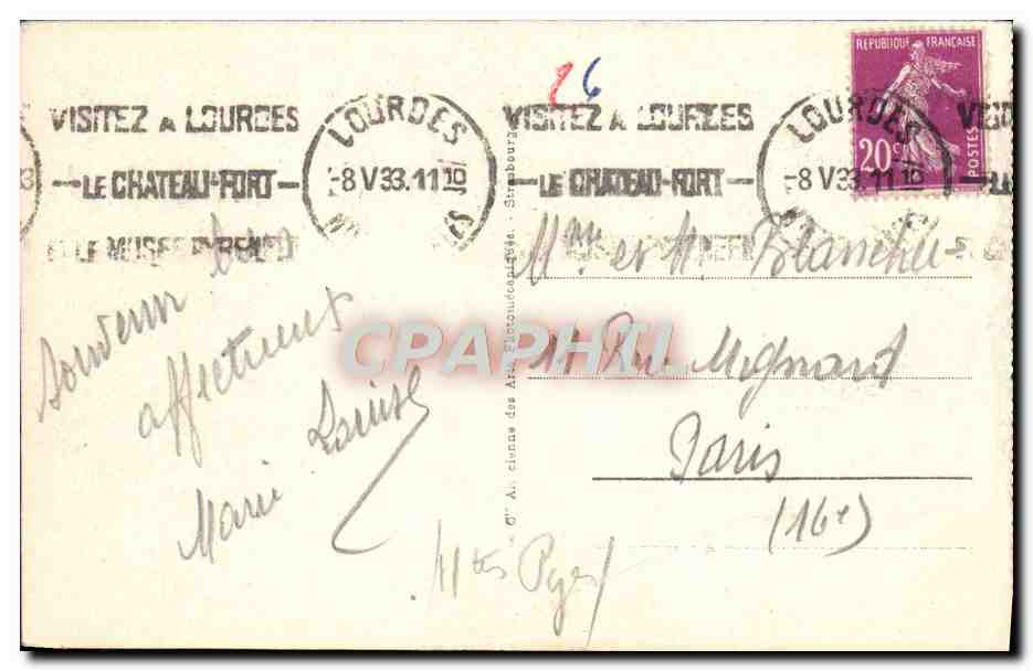 CPA Lourdes La Basilique Et La Grotte — Verso
