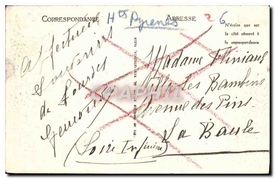 CPA Lourdes Vue Plongeante — Verso
