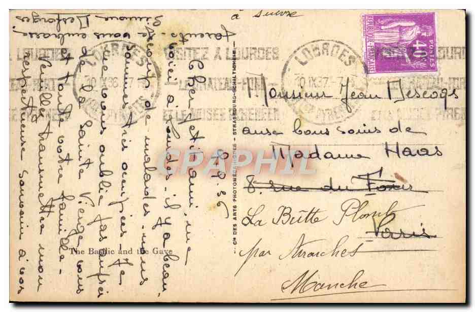 CPA Lourdes La Basilique Et Le Gave — Verso