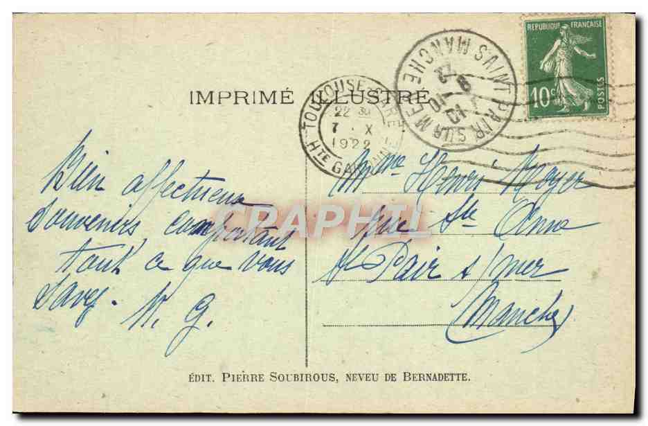 Lourdes — La Basilique et la montagne du Calvaire — Édit. Pièrre Soubirous, neveu de Bernadette — Back