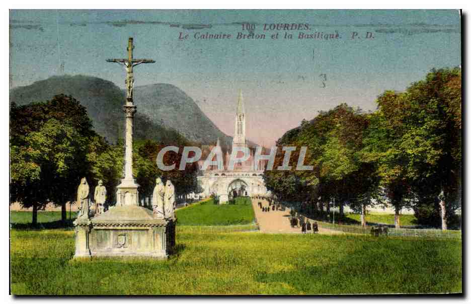 CPA Lourdes Le Calvaire Breton Et La Basilique
