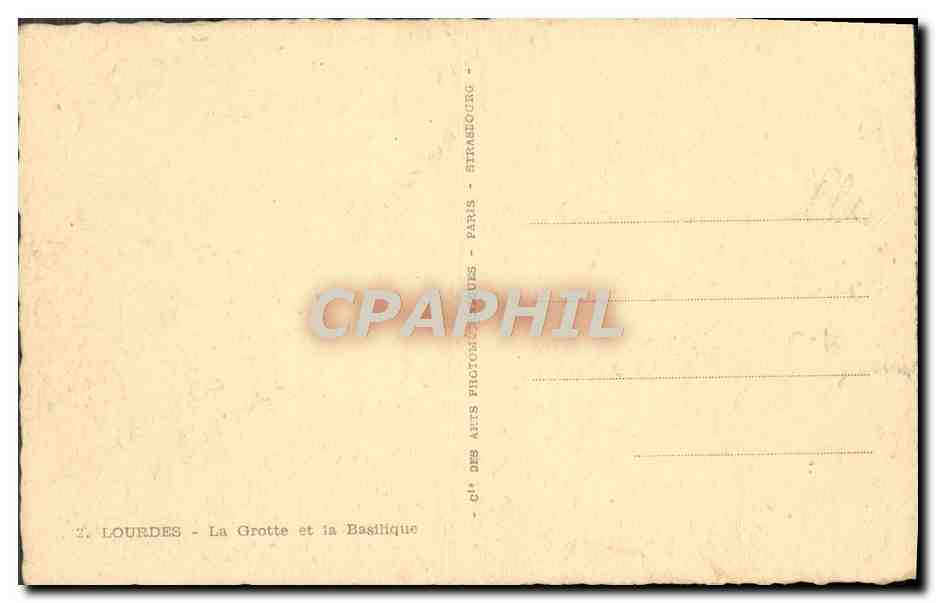 CPA Lourdes La Grotte Et La Basilique — Verso