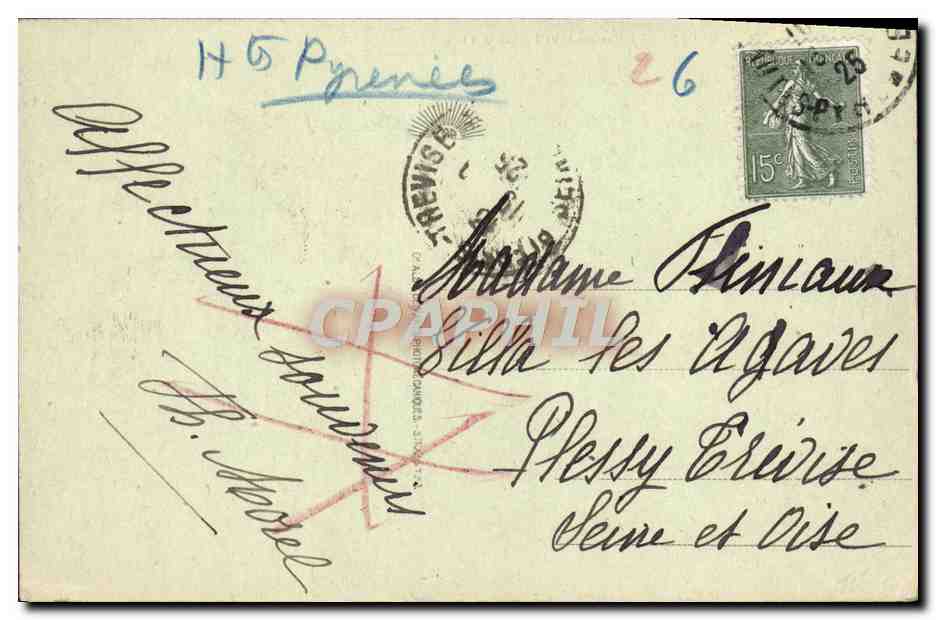 CPA Lourdes La Basilique et le fer a cheval — Verso