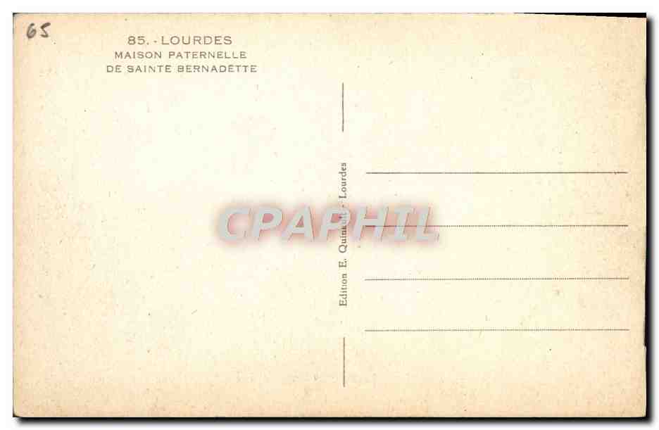 CPA Lourdes Maison Paternelle De Sainte Bernadette Soubirous — Verso
