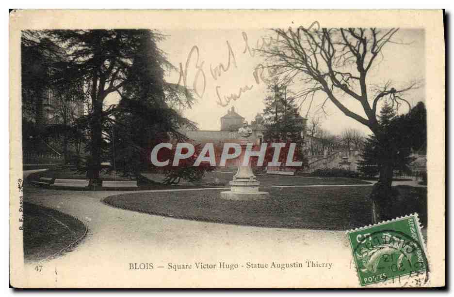 CPA Blois Square Victor Hugo Statue Augustin Thierry