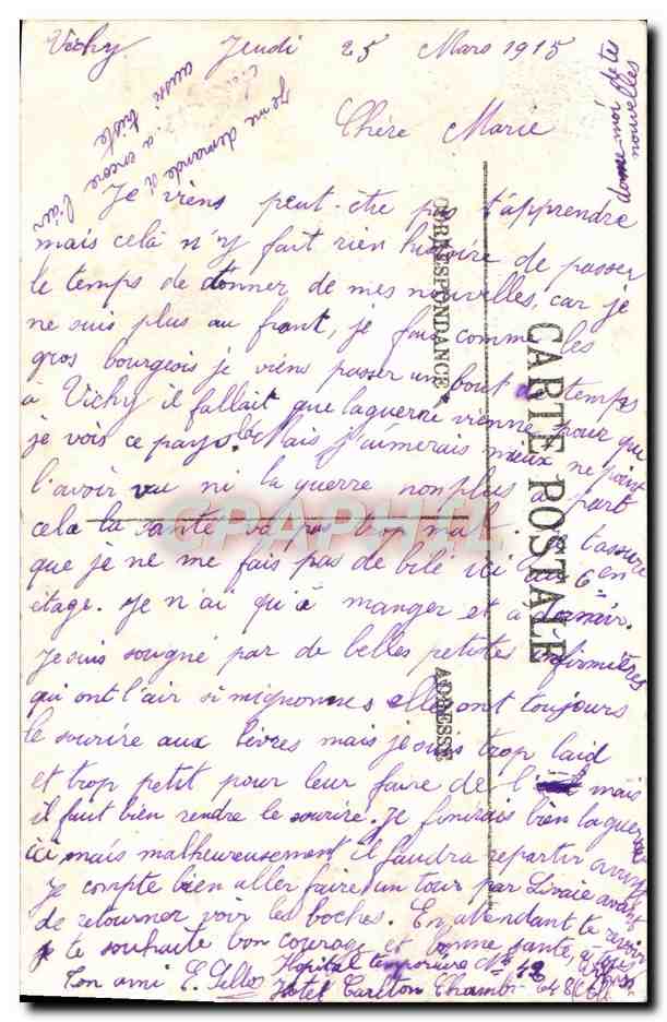 CPA Vichy Le Nouveau Parc Le Bassin Des Cygnes — Verso