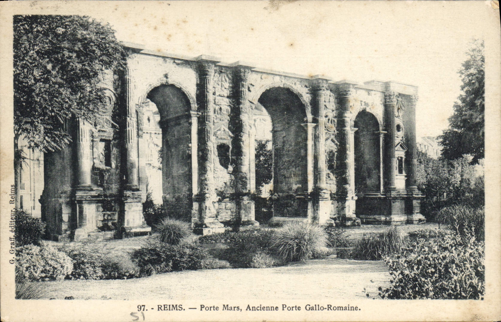 CPA Reims Porte Mars Ancienne Porte Gallo Romaine