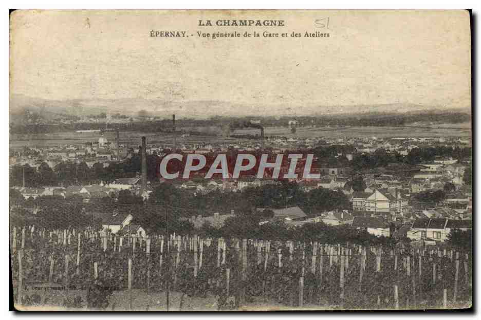 CPA Epernay Vue Generale De La Gare Et Des Ateliers