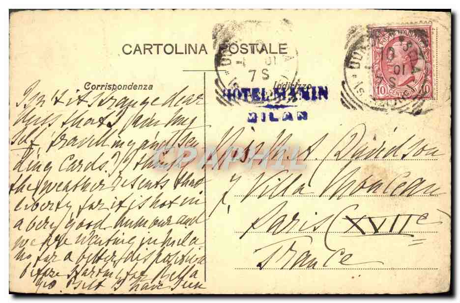 CPA Milano Torre Filarete  — Rückseite