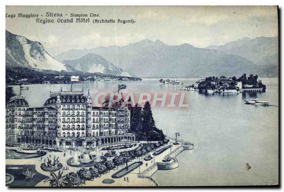CPA Lago Moggiore Stresa Simolon Line Regina Grand Hotel 