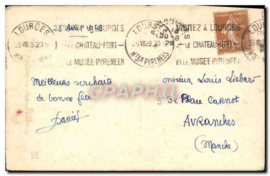 CPA Lourdes La Grotte et la Basilique  — Verso