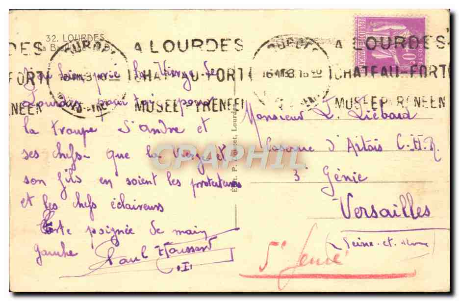 CPA Lourdes La basilique — Verso