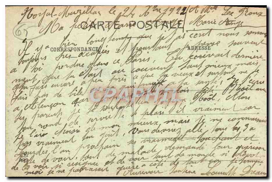 CPA Lourdes La Vile Le Fort et le Grand Jer — Verso