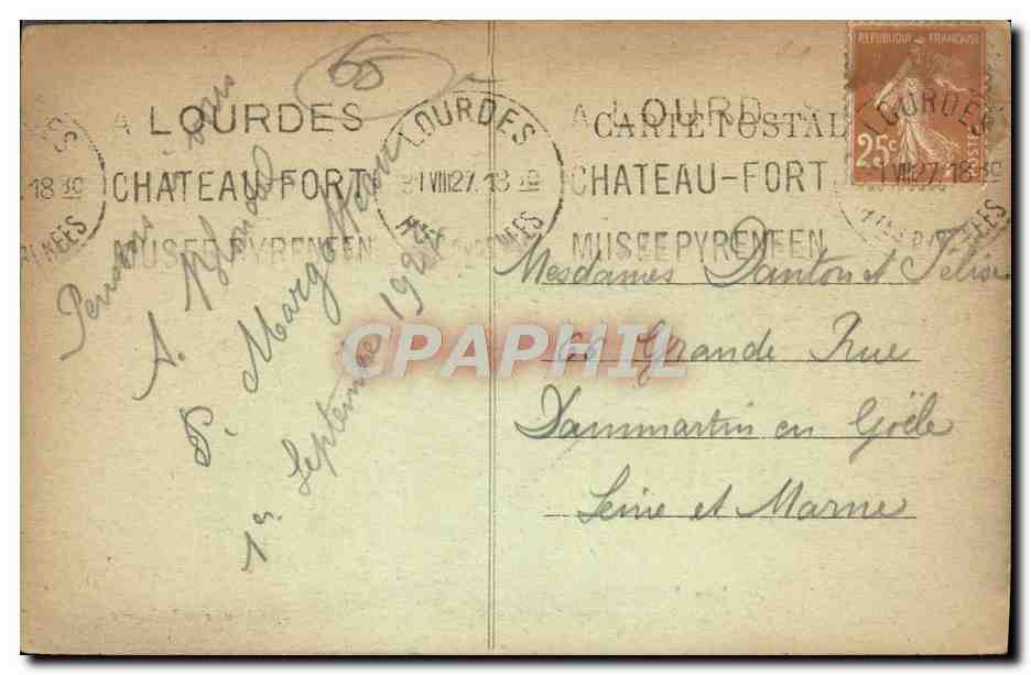 CPA Lourdes Basilique et la Chaine des Pyrenees  — Verso
