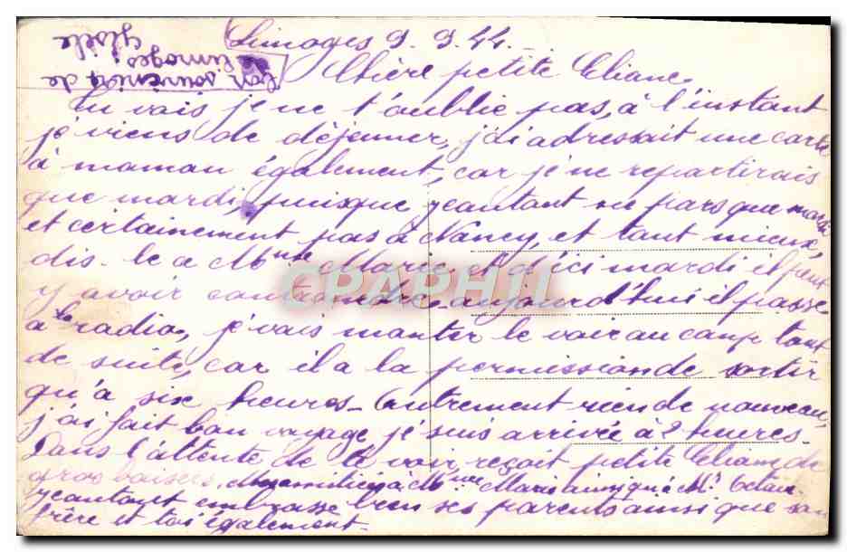 CPA Limoges La nouvelle gare Limoges Benedictins — Rückseite