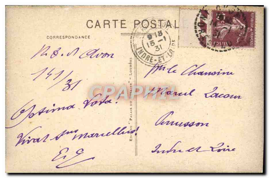 CPA Lourdes Le Monument de Cambrai  — Verso