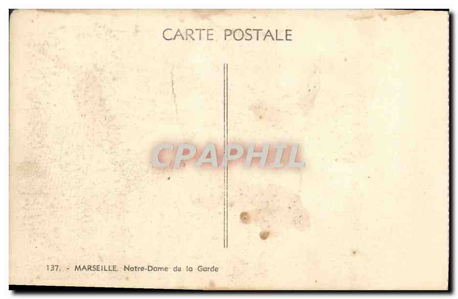 CPA Marseille Notre Dame de la Garde  — Verso