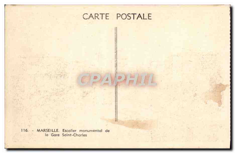 CPA Marseille Escalier Monumental de la Gare Saint Charles  — Rückseite