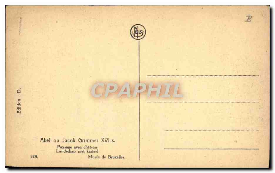 CPA Abel ou Jaco Grimmer XVl s Paysage avec chateau Musee de Bruxelles — Verso