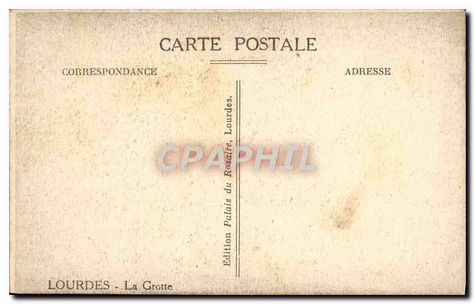CPA Lourdes La Grotte  — Verso