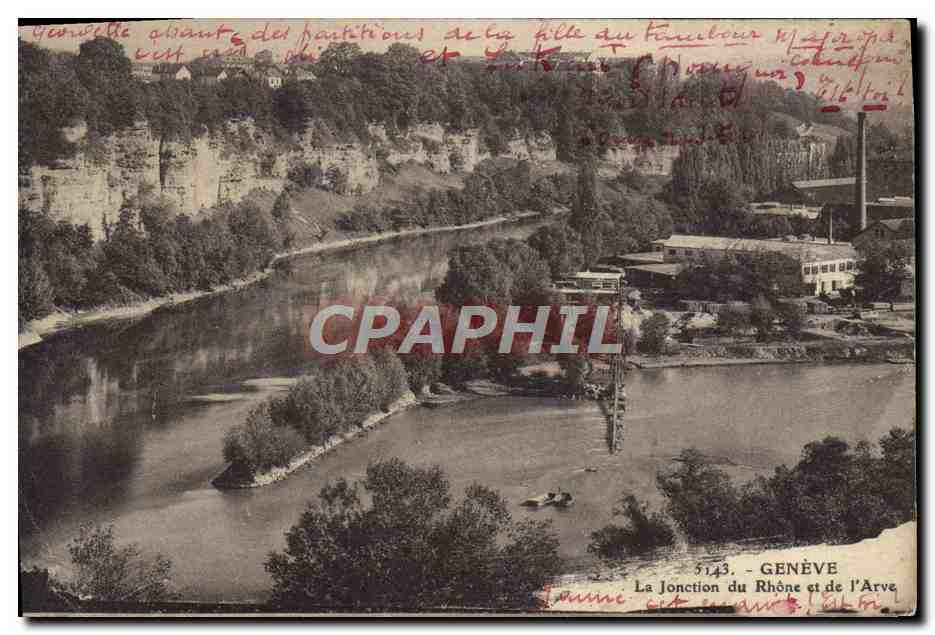 CPA Geneve La Jonction du Rhone et la L'Arve