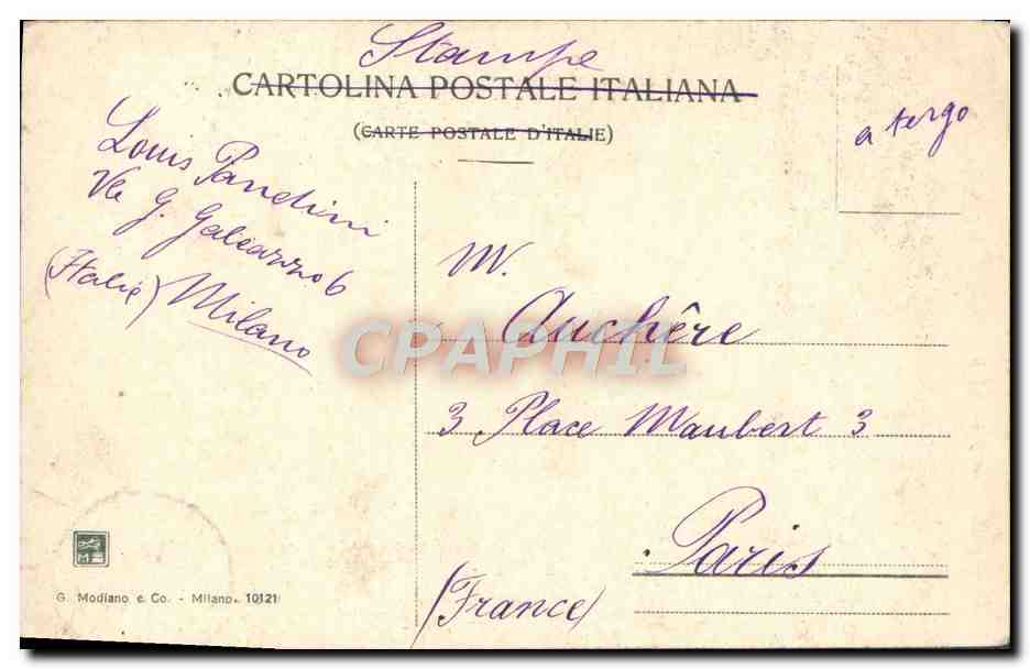 CPA Milano Monumento a Felice Cavalotti — Rückseite