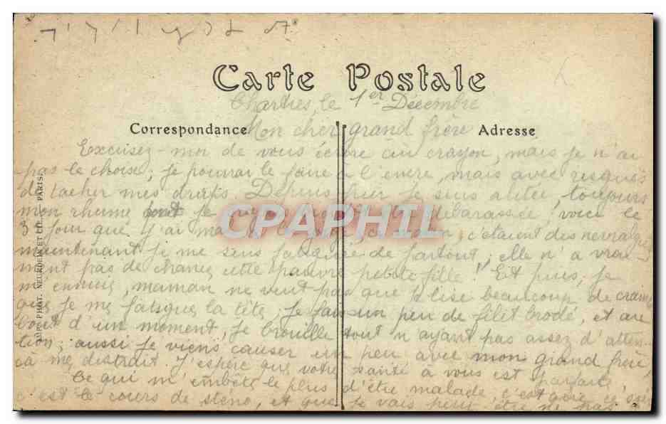 CPA Chartres La Cathedrale Portail Sud  — Verso