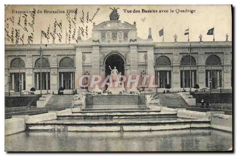 CPA Bruxelles Exposition 1910 Vue Des Jardins et des Bassins