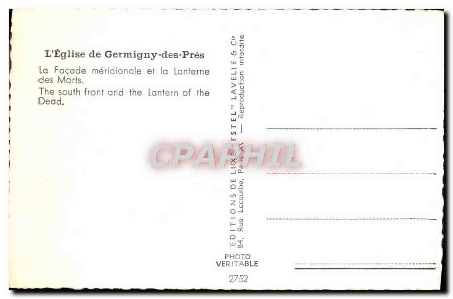 CPM Germigny des Pres L'Eglise La Facade meridionale et la lanterne des morts  — Rückseite