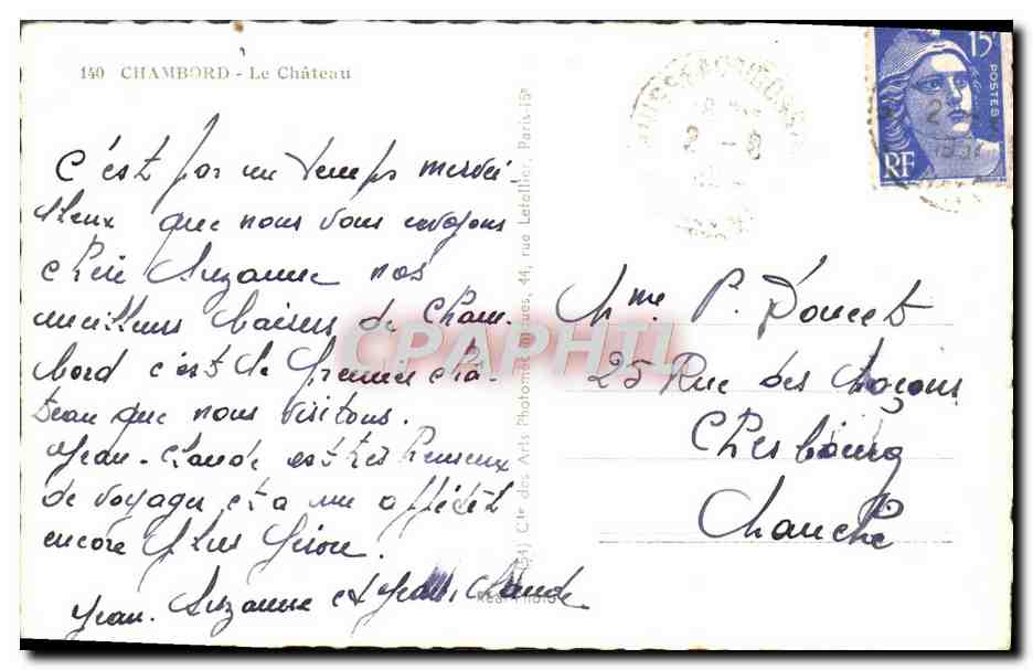Chambord — Le Château — Cap — Verso