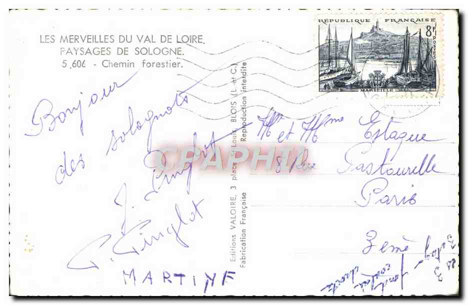 Chemin forestier — Val de Loire — Éditions Valoire, n° 5.606 — Verso