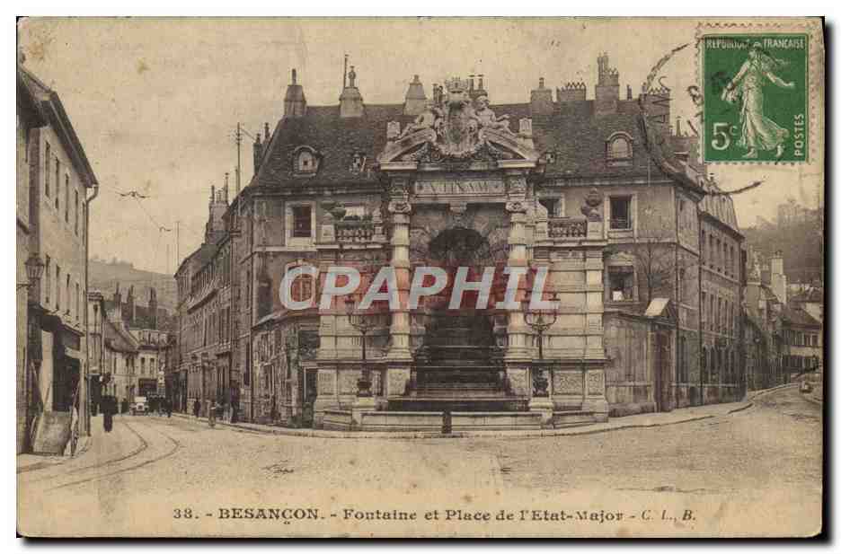 Besançon - Fontaine und Place de l'État-Major - C. L. B.