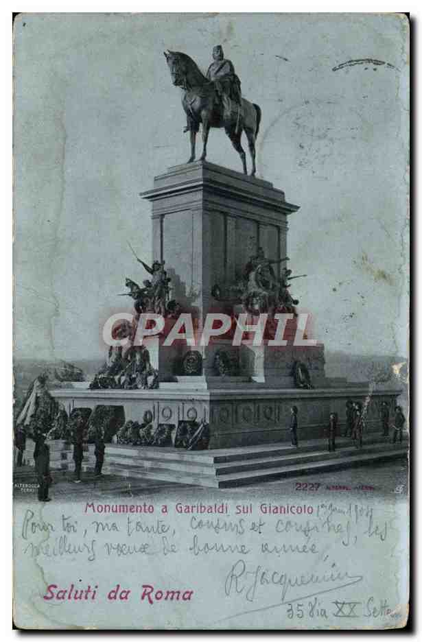 CPA Saluti Da Roma Monumento a Garibaldi sui Gianicolo 