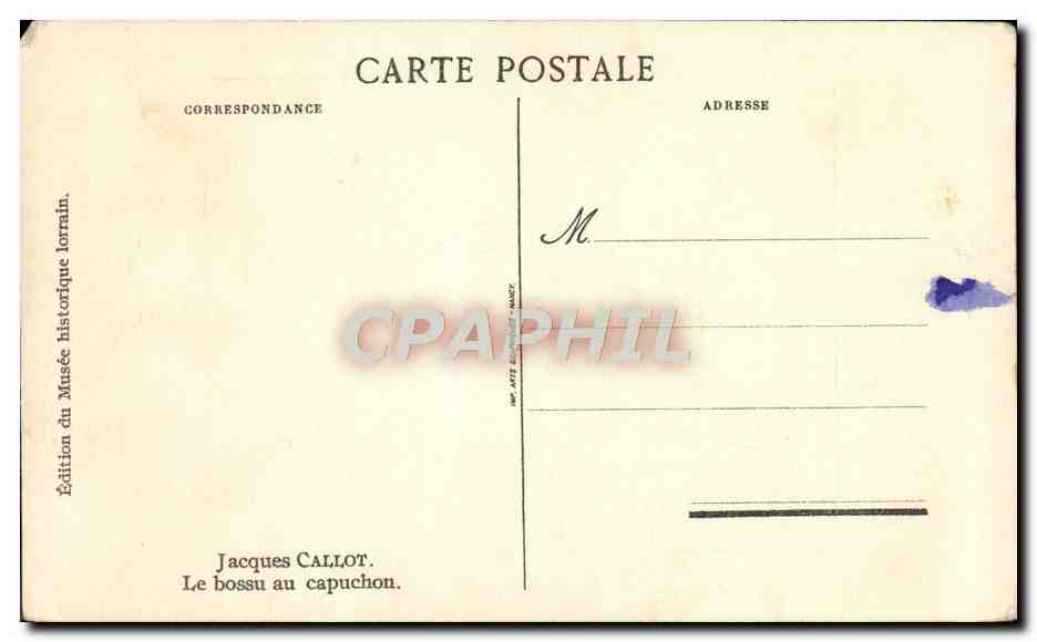 CPA Jacques Caillot Le bossu au capuchon  — Rückseite