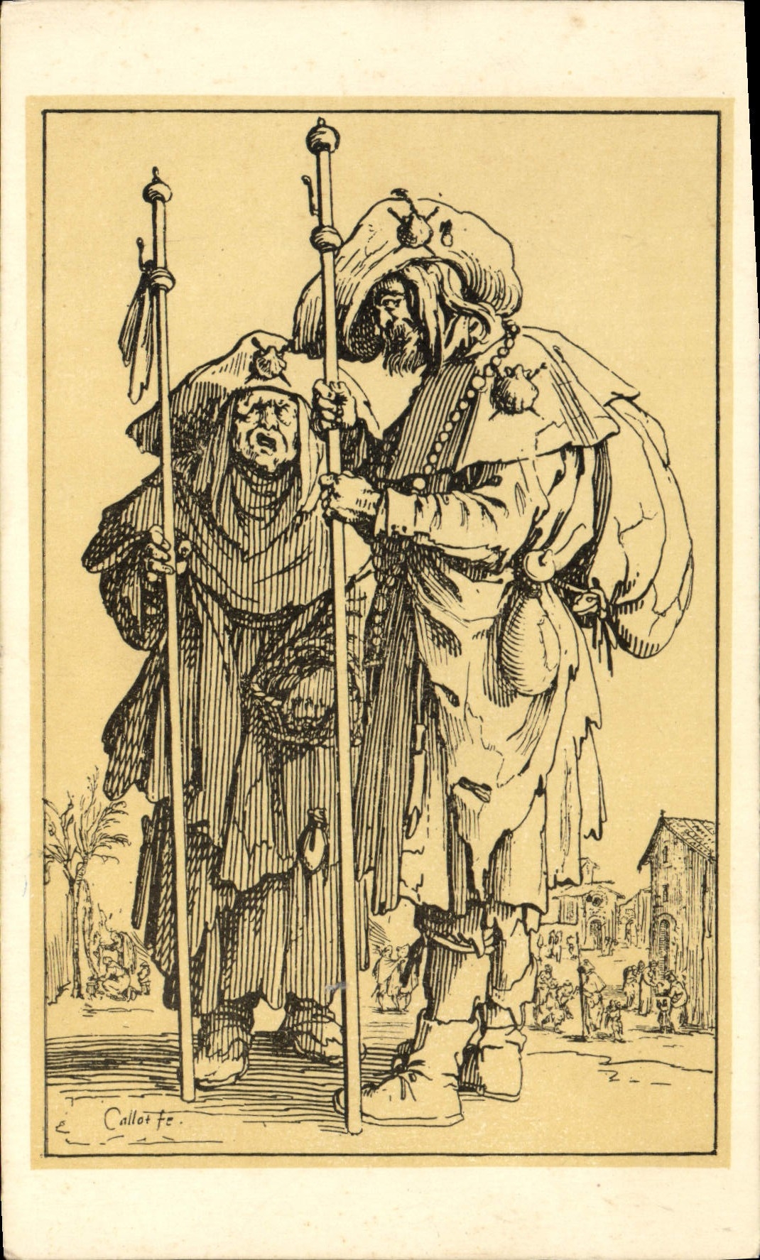 CPA Jacques Callot Les gueux Les deux pelerins