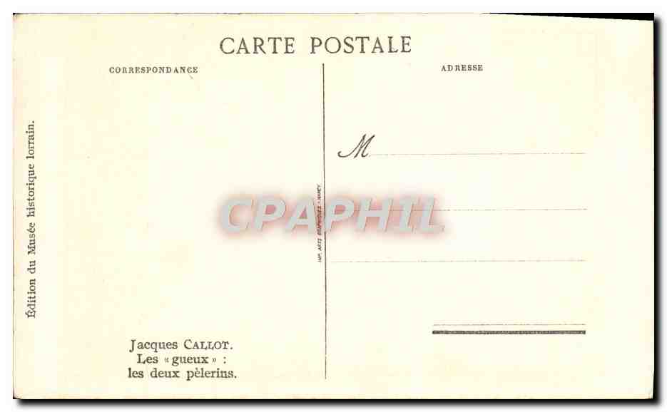 CPA Jacques Callot Les gueux Les deux pelerins — Verso