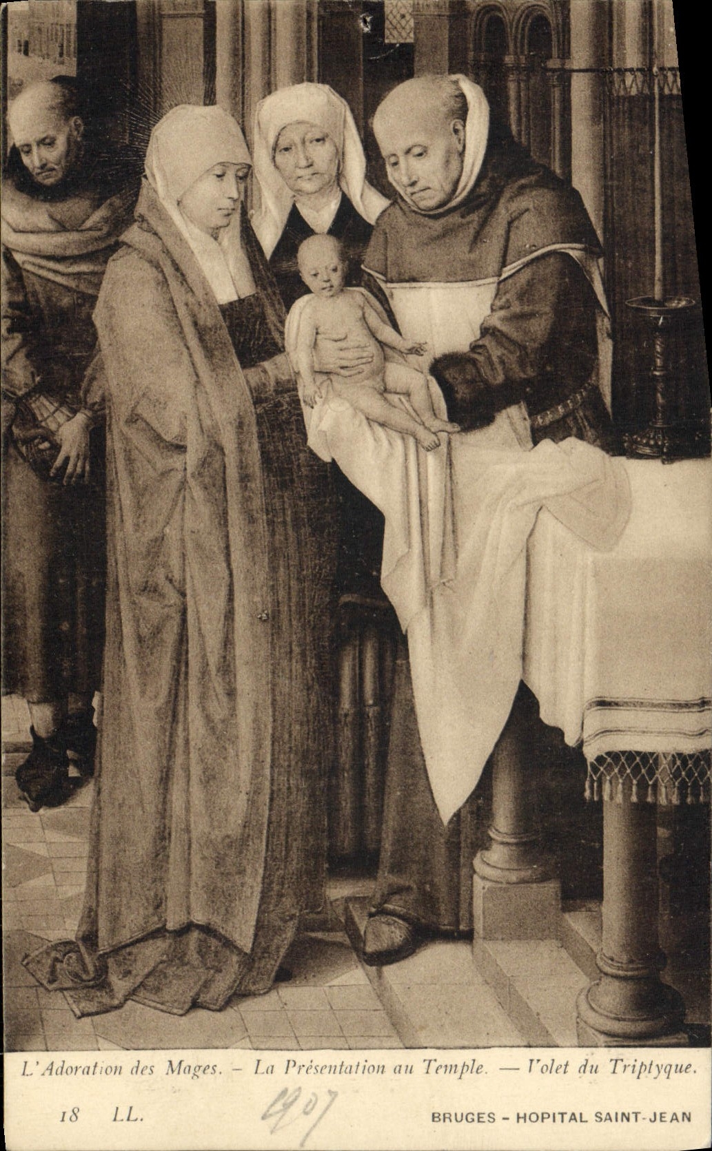 CPA L'adoration des mages La presentation au temple Volet du tryptique Bruges Hopital Saint Jean