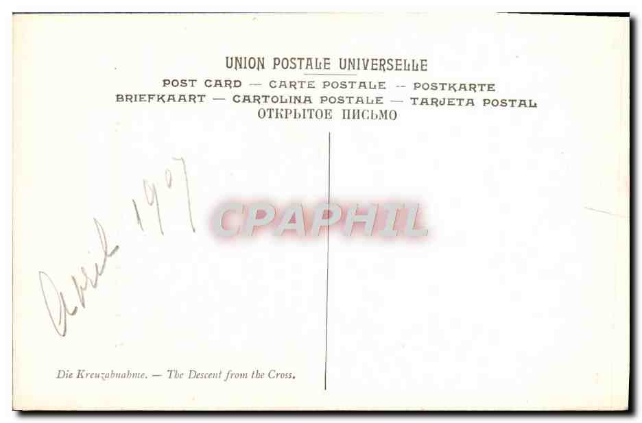 CPA Bruges Hopital Saint Jean La descente de Croix Panneau central du tryptique — Verso