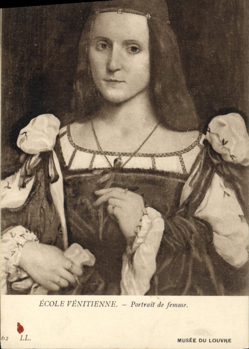 CPA Musee Du Louvre Ecole Venitienne Portrait de Femme