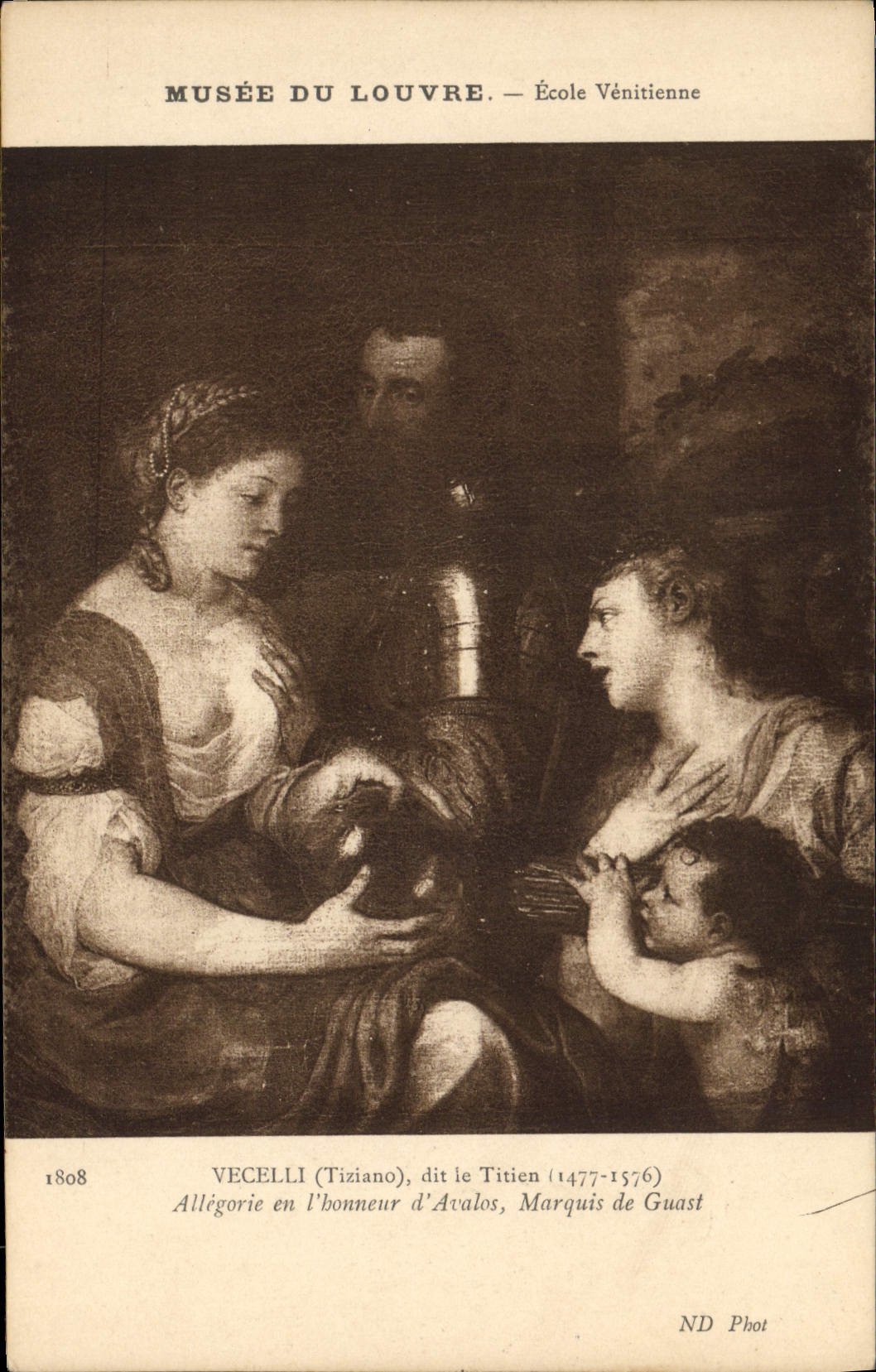 CPA Musee Du Louvre Ecole Venitienne Vecelli Le Titien Allegorie en l'honneur d'Avalos Marquis de Guast 