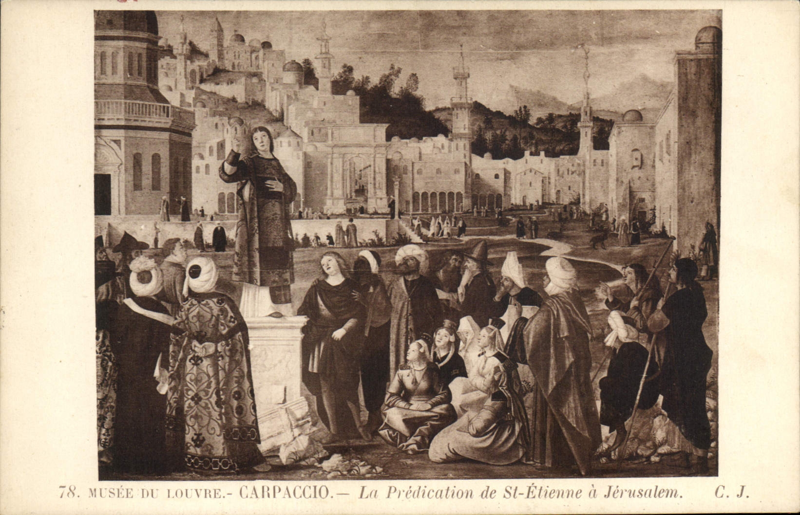 CPA Musee Du Louvre Carpaccio la Predication de St Etienne a Jerusalem