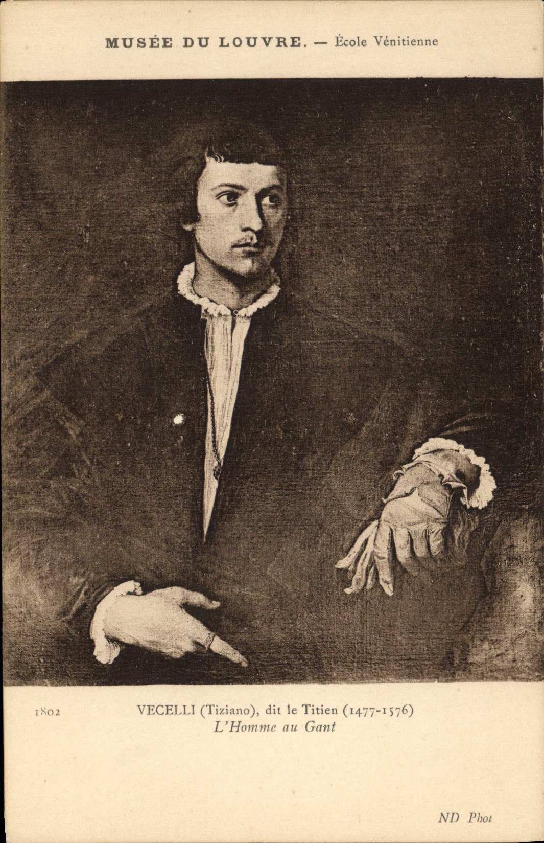 CPA Musee Du Louvre Ecole Venitienne Vecelli Le Titien l'homme au Gant