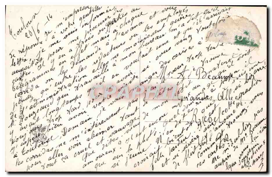 CPA Salon 1914 Perrault Etude — Verso