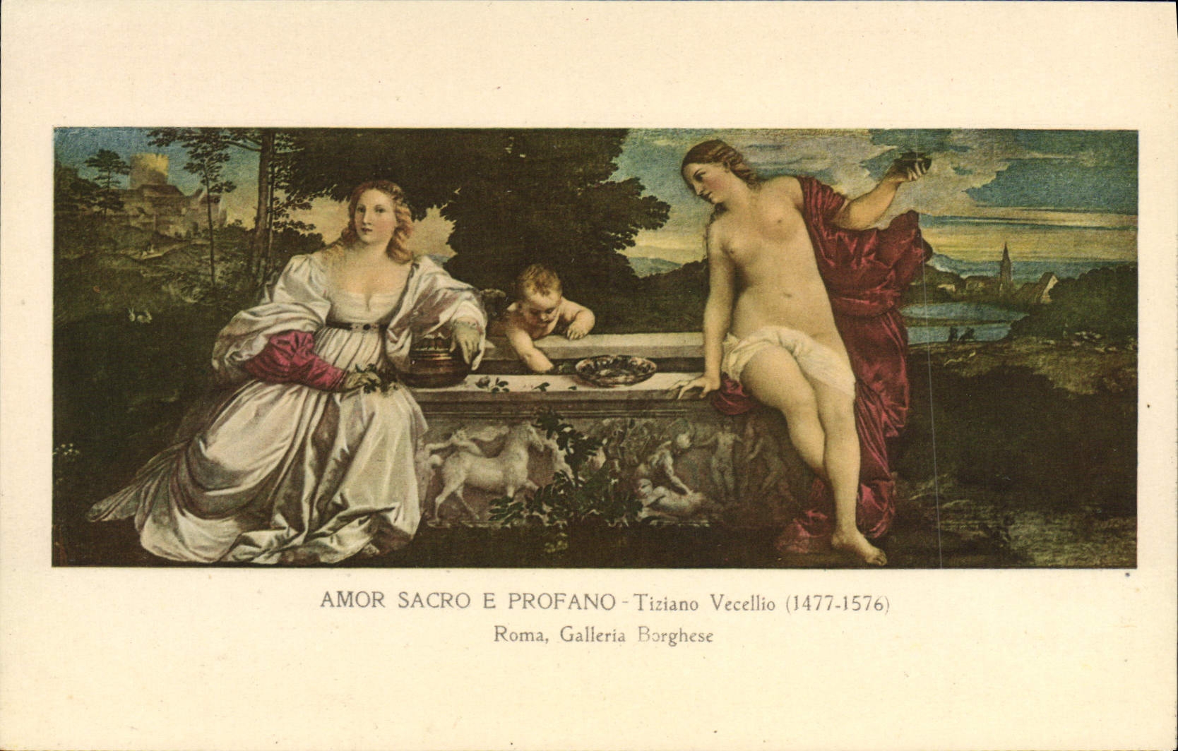 CPA Amor Sacro E Profano Tiziano Vecellio Roma Galleria Borghese